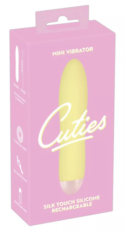 Міні-вібратор Cuties гладкий, жовтий, 13.2 х 2.9 см - Зображення 1