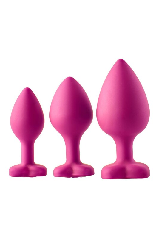 Набір анальних пробок Dream Toys Flirts із білими кристалами, рожеві, 3 шт - Изображение 2