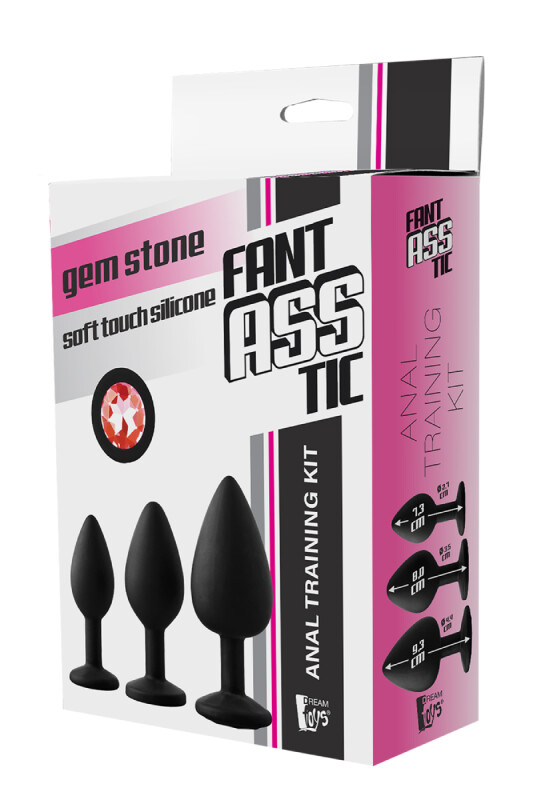Набір анальних пробок Dream Toys Fantasstic з червоним камінням, чорний, 3 шт - Зображення 1