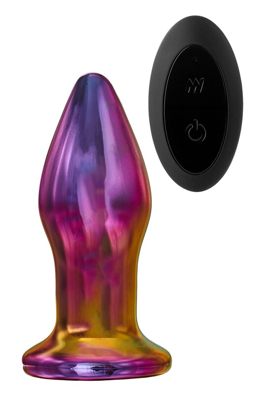Анальна пробка з вібрацією Glamour Glass Dream Toys, скляна, різнокольорова, 11 х 3.8 см