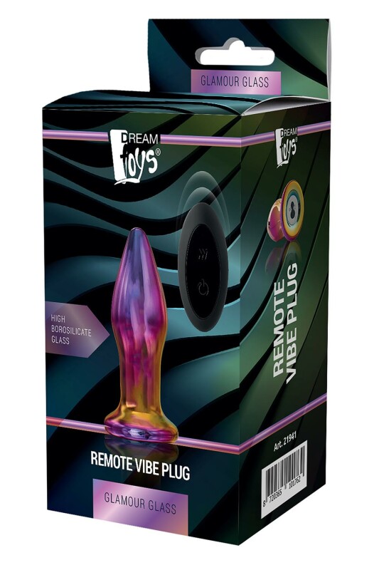 Анальна пробка з вібрацією Glamour Glass Dream Toys, скляна, різнокольорова, 11 х 3.8 см - Зображення 1