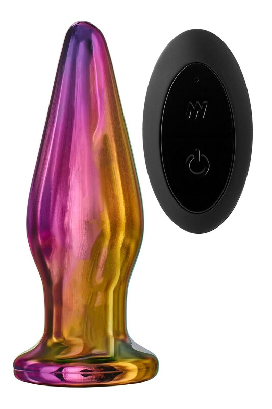 Анальна пробка з вібрацією Glamour Glass від Dream Toys, зі скла, різнокольорова, 12.5 х 2.6 см