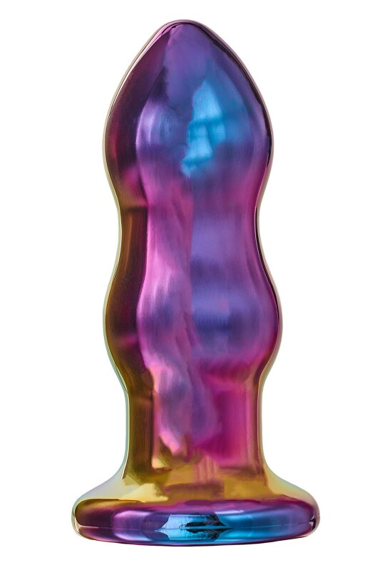 Анальна пробка рельєфна з вібрацією Dream Toys Glamour Glass, скляна, різнокольорова, 11.2 х 2.6 см - Зображення 4
