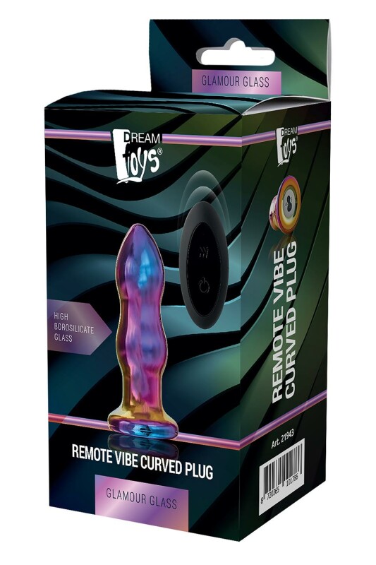 Анальна пробка рельєфна з вібрацією Dream Toys Glamour Glass, скляна, різнокольорова, 11.2 х 2.6 см - Зображення 3