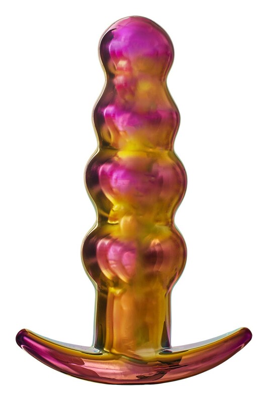 Анальний вібратор Dream Toys Glamour Glass з пультом, скляний, різнокольоровий, 14 х 3.5 см - Зображення 4