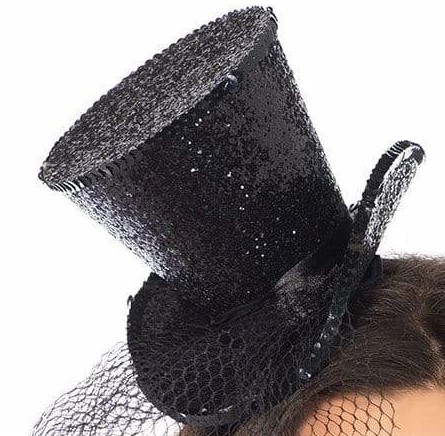 Жіночий міні-циліндр Mini Glitter Top Hat від Leg Avenue, чорні - Изображение 3