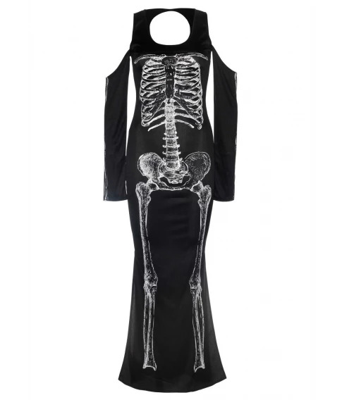 Сукня максі Leg Avenue Skeleton, S/M, з принтом скелета та бічним вирізом, чорна - Зображення 4