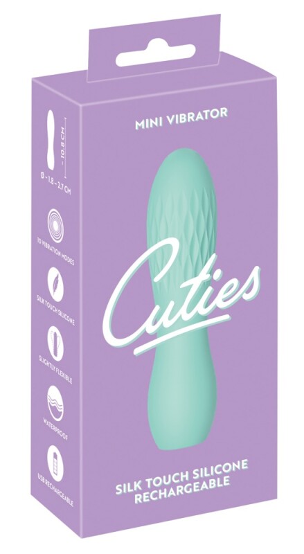 Міні-вібратор Cuties рельєфний, м'ятний, 10.8 х 2.8 см - Зображення 1