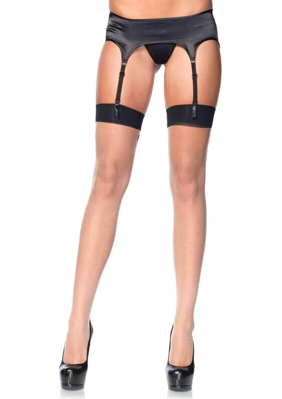 Панчохи з візерунками One Size Tana Sheer Thigh High Stockings від Leg Avenue, бежево-чорні - Изображение 1