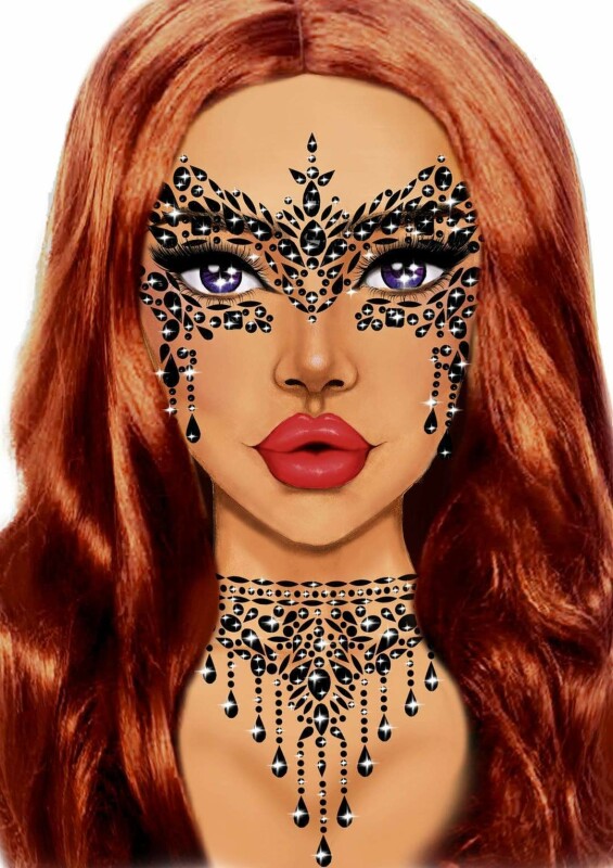 Стрази у вигляді вечірньої маски Masquerade Mask від Leg Avenue, чорного кольору - Зображення 2