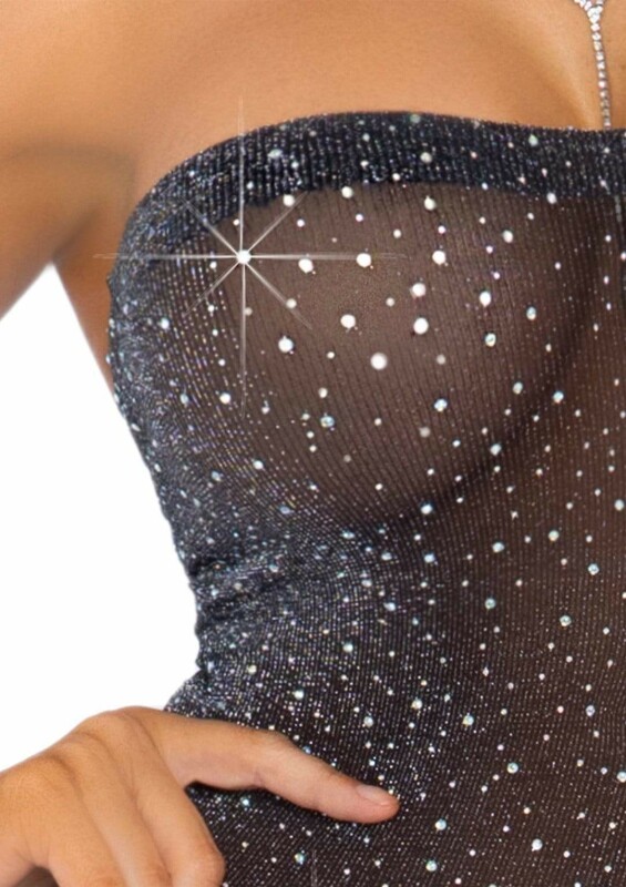 Сукня зі стразами Leg Avenue Rhinestone напівпрозора, чорна, O/S - Зображення 5