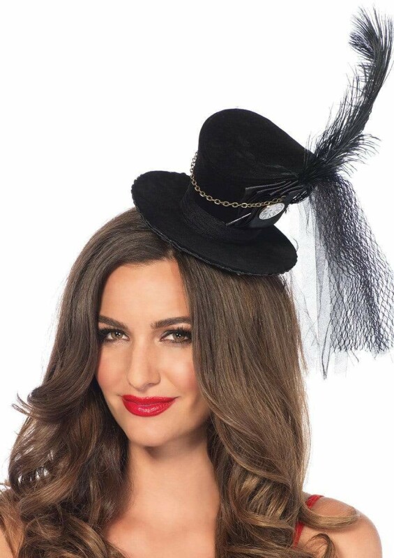 Жіночий міні-циліндр Steampunk Velvet Mini Top Hat від Leg Avenue, чорний - Зображення 2