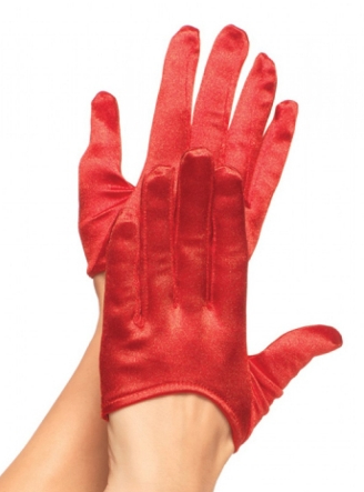 Рукавички сексуальні One Size Mini Cropped Satin Gloves від Leg Avenue, червоні - Зображення 3