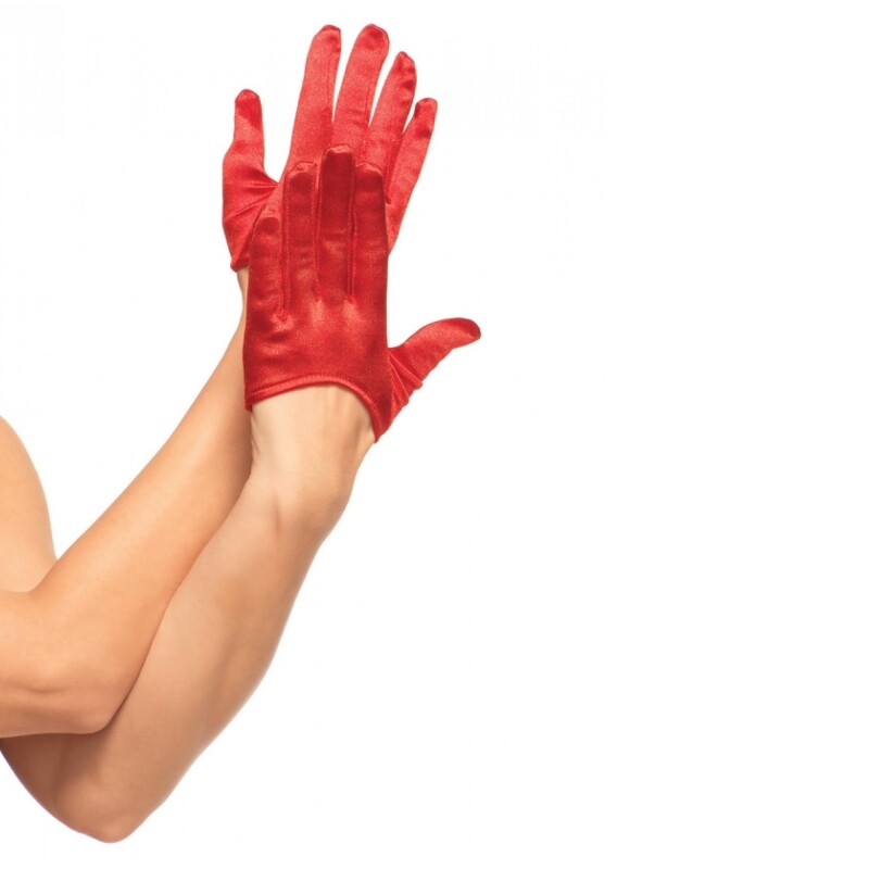 Рукавички сексуальні One Size Mini Cropped Satin Gloves від Leg Avenue, червоні - Зображення 2