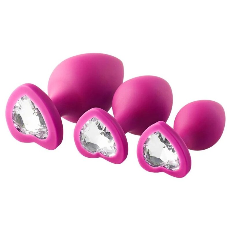 Набір анальних пробок Dream Toys Flirts із білими кристалами, рожеві, 3 шт - Изображение 1