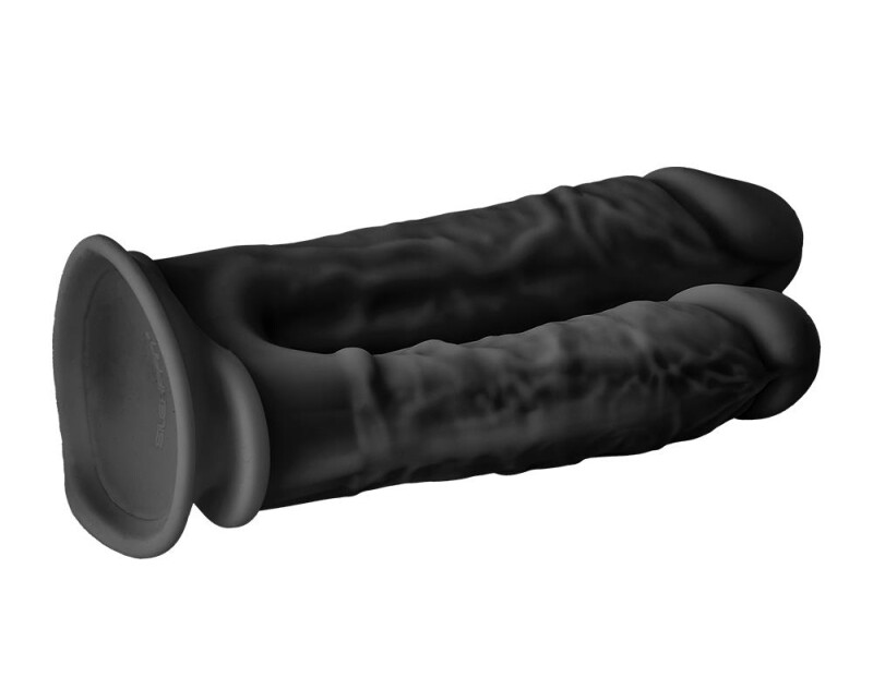 Подвійний фалоімітатор реалістичний Dream Toys Real Love, термоактивний, чорний - Зображення 7