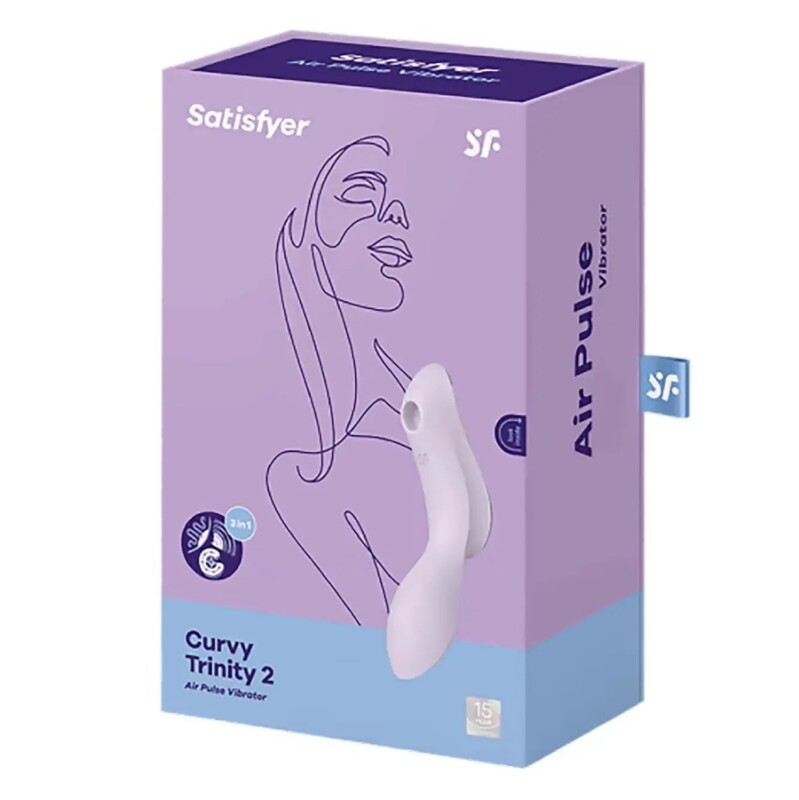 Вібратор подвійний Satisfyer Curvy Trinity 2 з вакуумною стимуляцією, фіолетовий, 16.8 х 4.4 см - Изображение 1