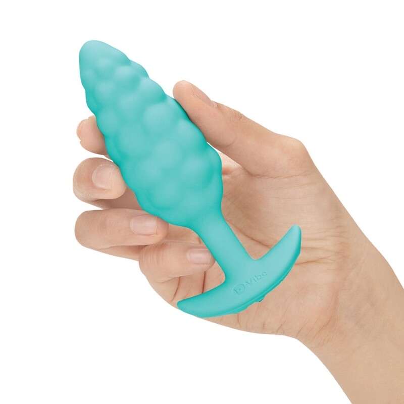Анальна пробка з вібрацією B-Vibe Texture Bump, рельєфна, блакитна, 12 х 3.5 см - Зображення 6