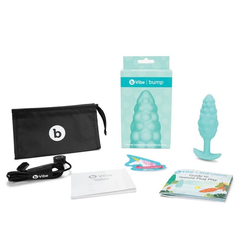 Анальна пробка з вібрацією B-Vibe Texture Bump, рельєфна, блакитна, 12 х 3.5 см - Зображення 7