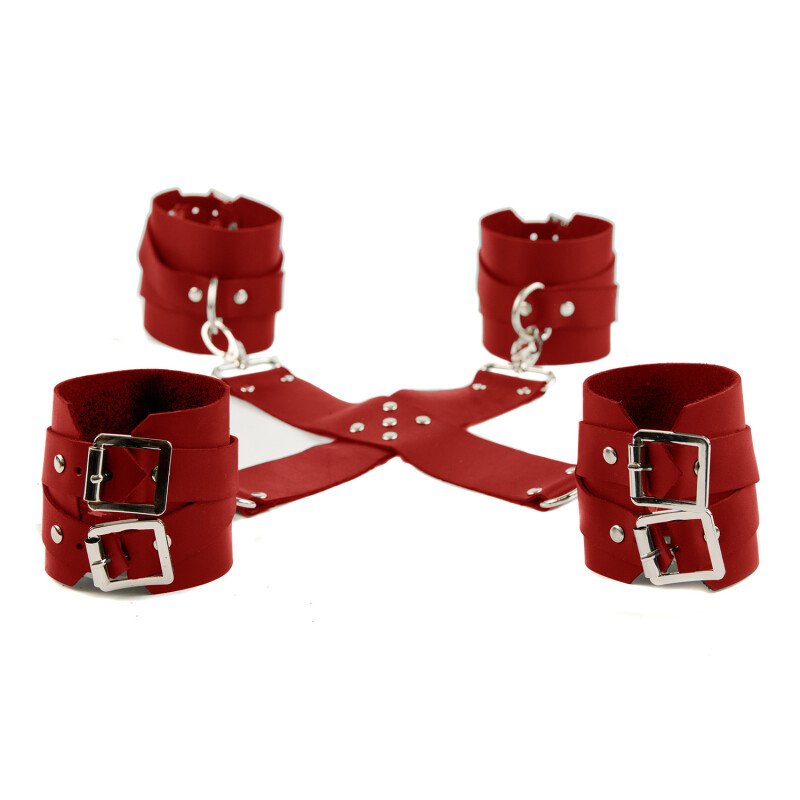 Перехресний бондаж для рук та ніг One Sine Fet10 Candy Hero, екошкіра, червоний - Зображення 3