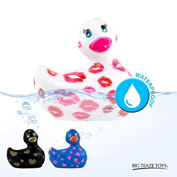 Качечка вібратор I Rub My Duckie біла з рожевим візерунком - Зображення 4