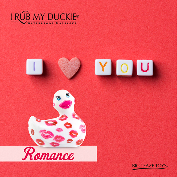 Качечка вібратор I Rub My Duckie біла з рожевим візерунком - Зображення 6