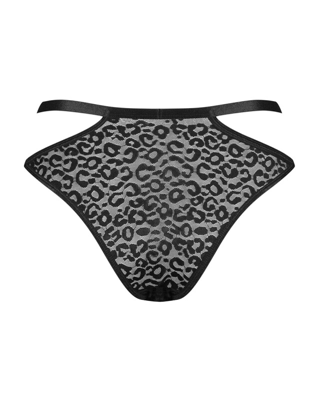 Трусики сексуальні Obsessive Bagirela, L/XL, з леопардовим візерунком, чорні - Зображення 8