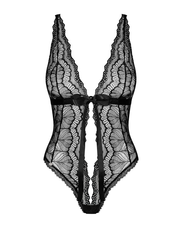 Сексуальне боді Obsessive Isabellia L/XL, з глибоким декольте, чорне - Изображение 1