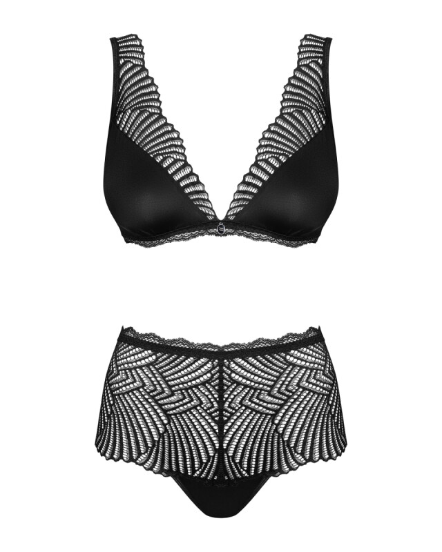 Сексуальний комплект Obsessive Klarita, S/M, мереживний, чорний - Зображення 6