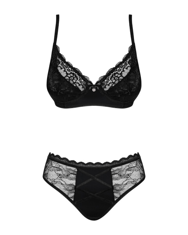 Еротичний комплект Obsessive Laurise, S/M, мереживний, чорний - Изображение 5