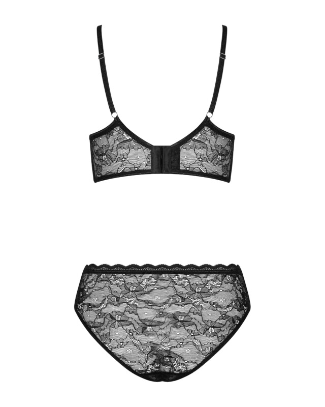 Еротичний комплект Obsessive Laurise, S/M, мереживний, чорний - Изображение 6