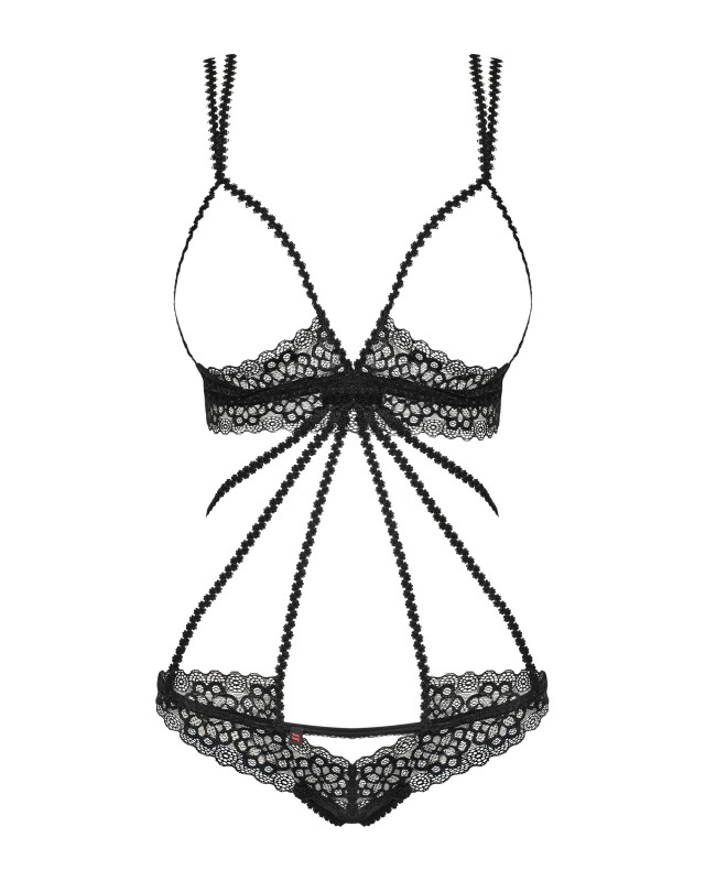 Еротичне боді Obsessive Liferia S/M, з відкритими грудьми, чорне - Зображення 2
