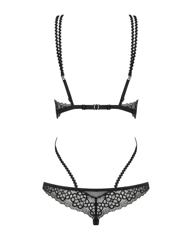 Еротичне боді Obsessive Liferia S/M, з відкритими грудьми, чорне - Зображення 3