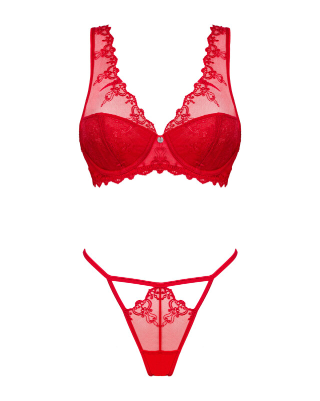 Еротичний комплект Obsessive Lonesia, L/XL, мереживний, червоний - Изображение 6