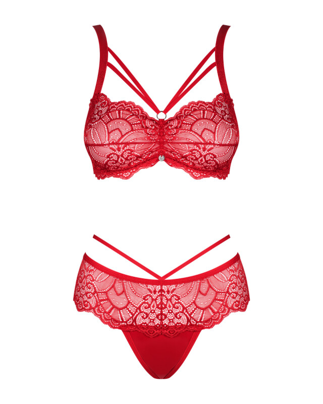 Сексуальний комплект Obsessive Loventy, S/M, мереживний, червоний - Зображення 5