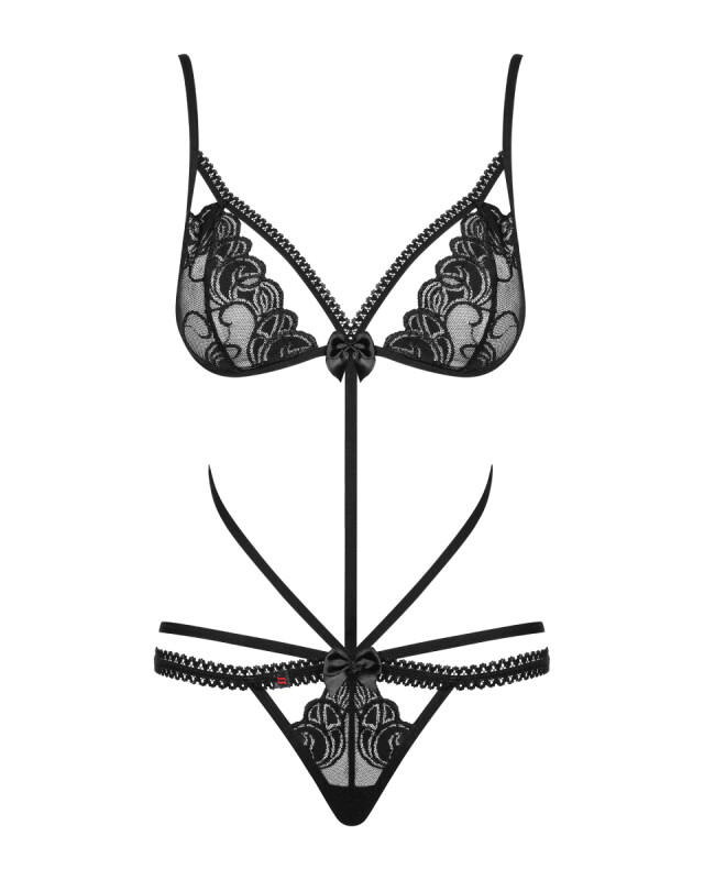 Сексуальне боді Obsessive Wonderia, S/M, мереживне, чорне - Изображение 6
