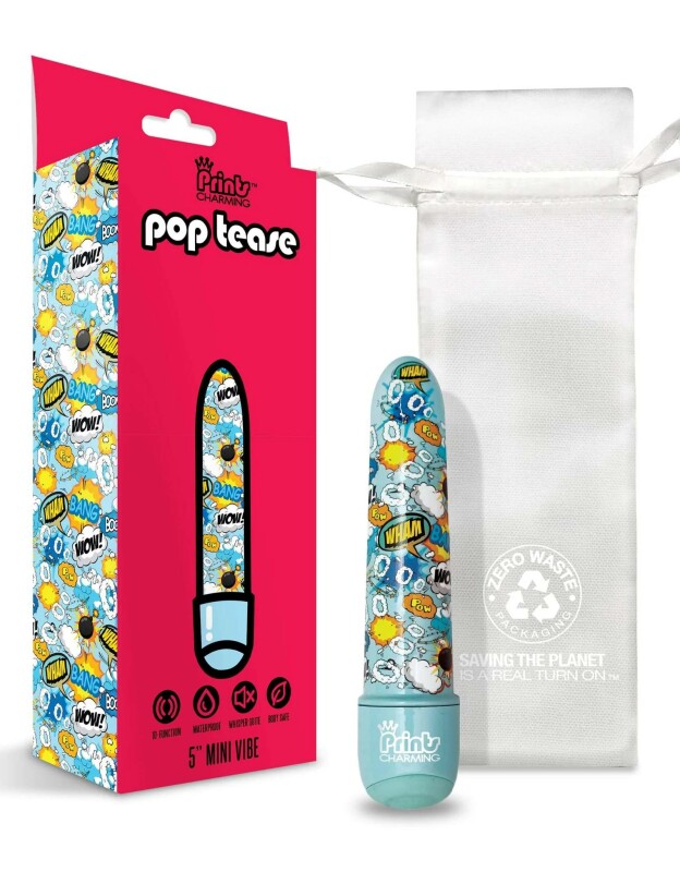 Міні-вібратор із принтом Prints Charming Pop Tease мультиколор, 12.7 см х 2.5 см - Зображення 1