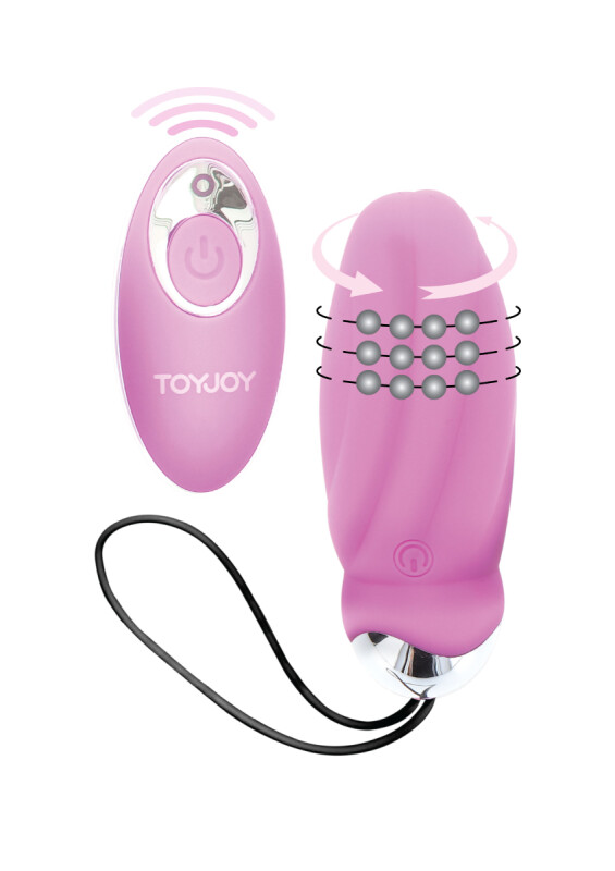 Віброяйце з кульками, що обертаються, з дистанційним пультом TOY JOY рожеве, 8.5 х 5.5 см
