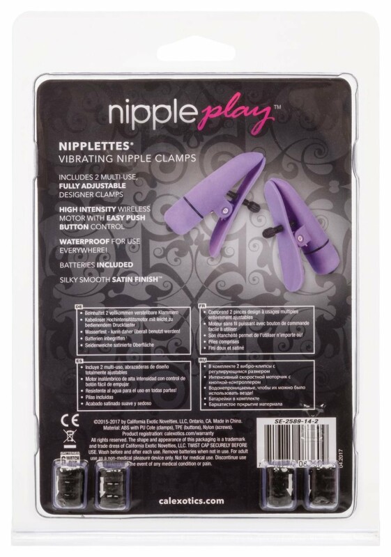 Затискачі на соски з вібрацією California Exotic Novelties, фіолетові, 7 см - Изображение 7