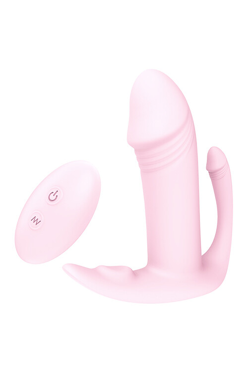 Потрійний вібратор реалістичний Dream Toys з дистанційним пультом рожевий, 9.7 х 2.8 см - Зображення 2