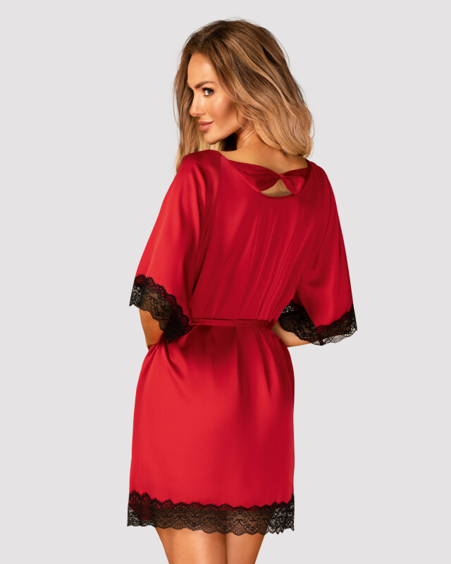 Сексуальний халат Sensuelia L/XL, з мереживом, червоний - Изображение 2