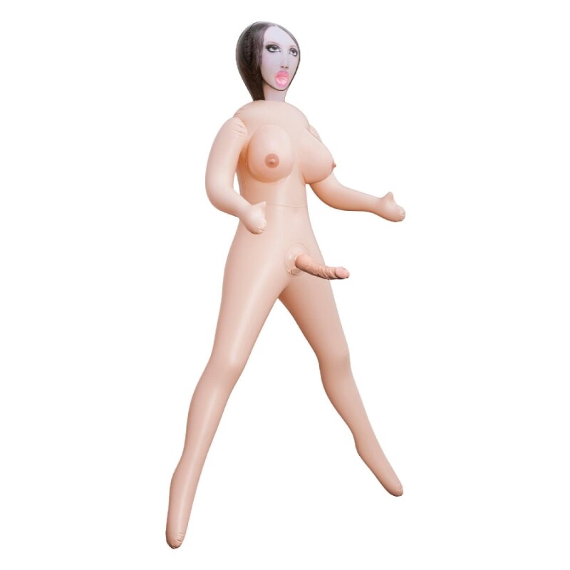 Секс-лялька NMC Lusting Trans з двома отворами та фалоімітатором, бежева, 165 см - Зображення 1