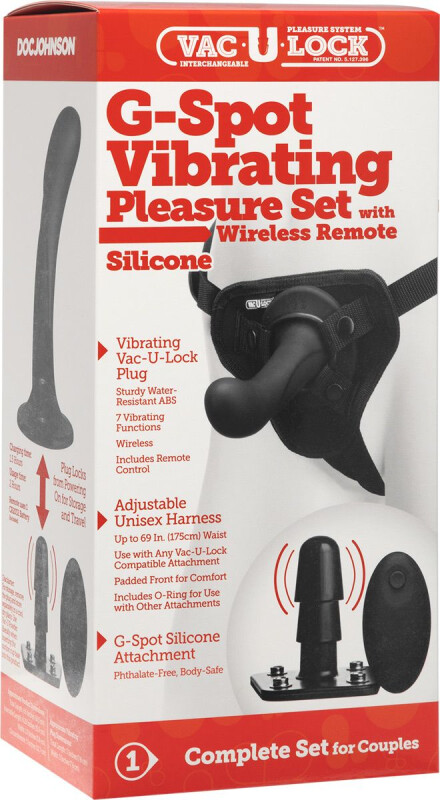 Страпон з вібруючим адаптером G-Spot Vibrating Pleasure Set з дистанційним пультом, чорний, 16.5 х 3.8 см - Зображення 1