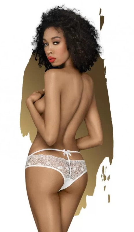 Еротичні трусики Penthouse Adore me, S/M, мереживні, білі - Изображение 2