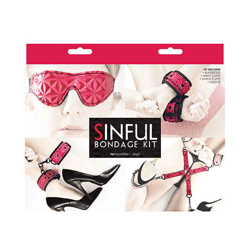 Набір БДСМ для зв'язування NS Novelties SINFUL BONDAGE KIT PINK, 4 предмети - Зображення 1