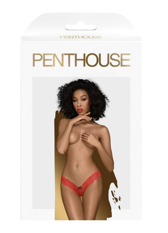Сексуальні трусики Penthouse Dangerous darling, M/L, мереживні, червоні - Изображение 3