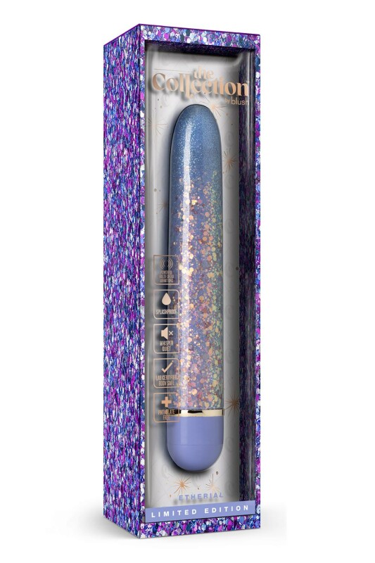 Вібратор з блискітками Blush Etherial Periwinkle, фіолетовий, 17.7 х 2.5 см - Зображення 1