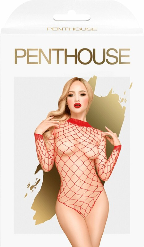 Еротичний боді Penthouse Scandalous, XL, у велику сітку, червоне - Изображение 3