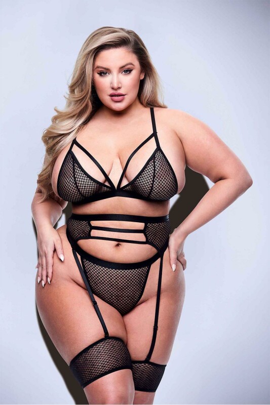 Сексуальний комплект білизни Queen Size Baci, напівпрозорий, чорний - Зображення 2