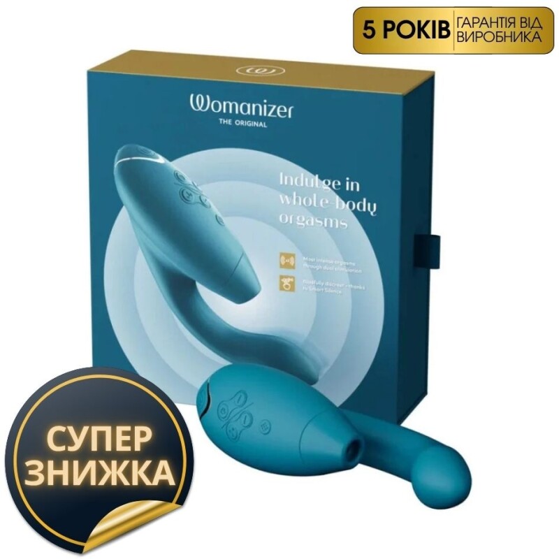 Безконтактний вібратор-стимулятор Womanizer Duo 2 Petrol, блакитний - Зображення 1